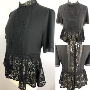 Zara embroidered lace blouse